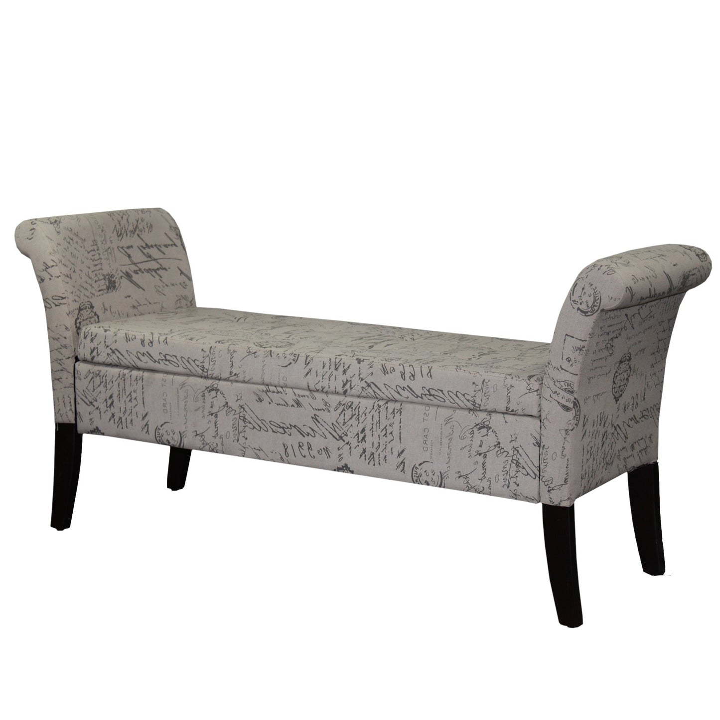 54" Black and White and Black Upholstered Polyester Bench with Flip top