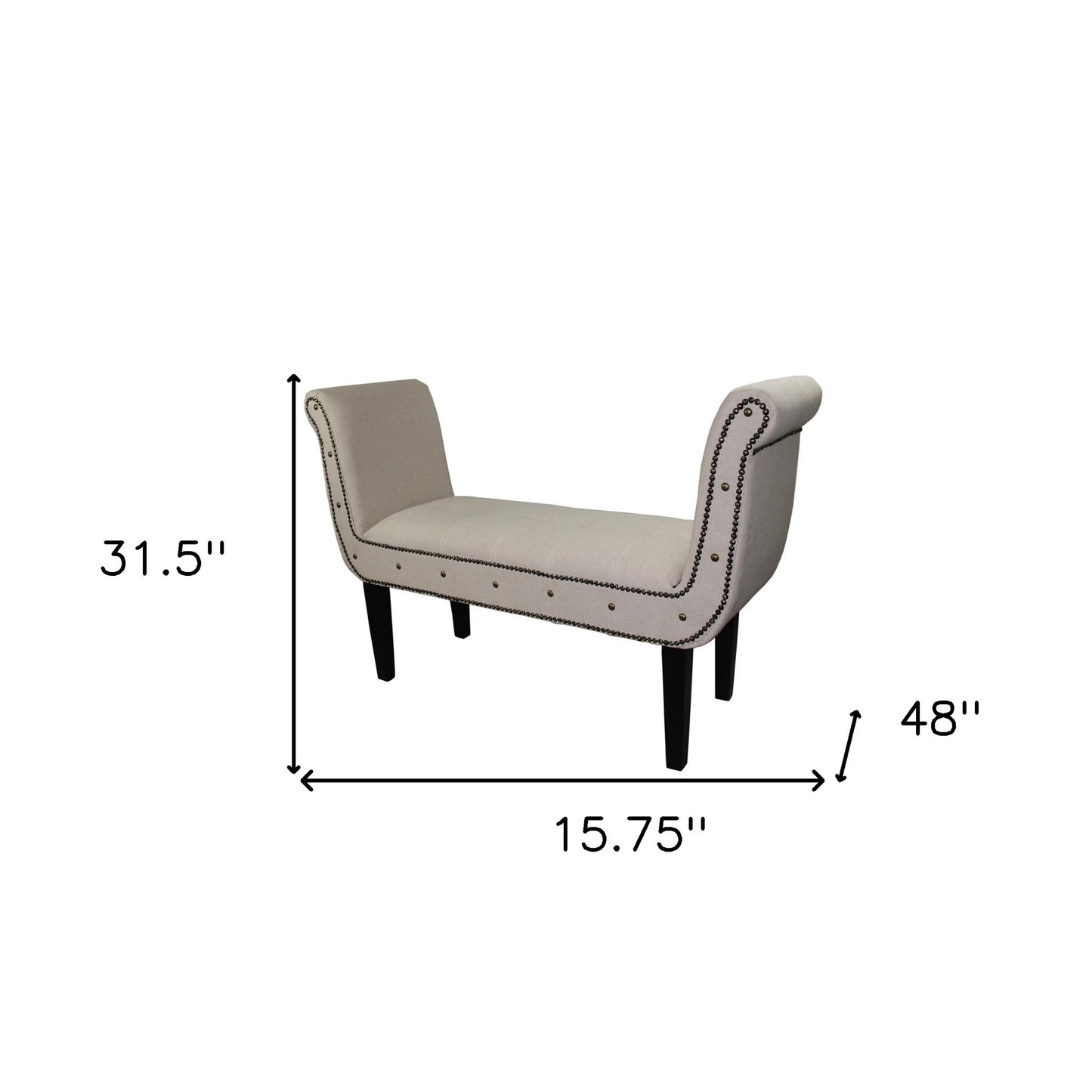 Ivory Suede U Shaped Arm Roll Bench