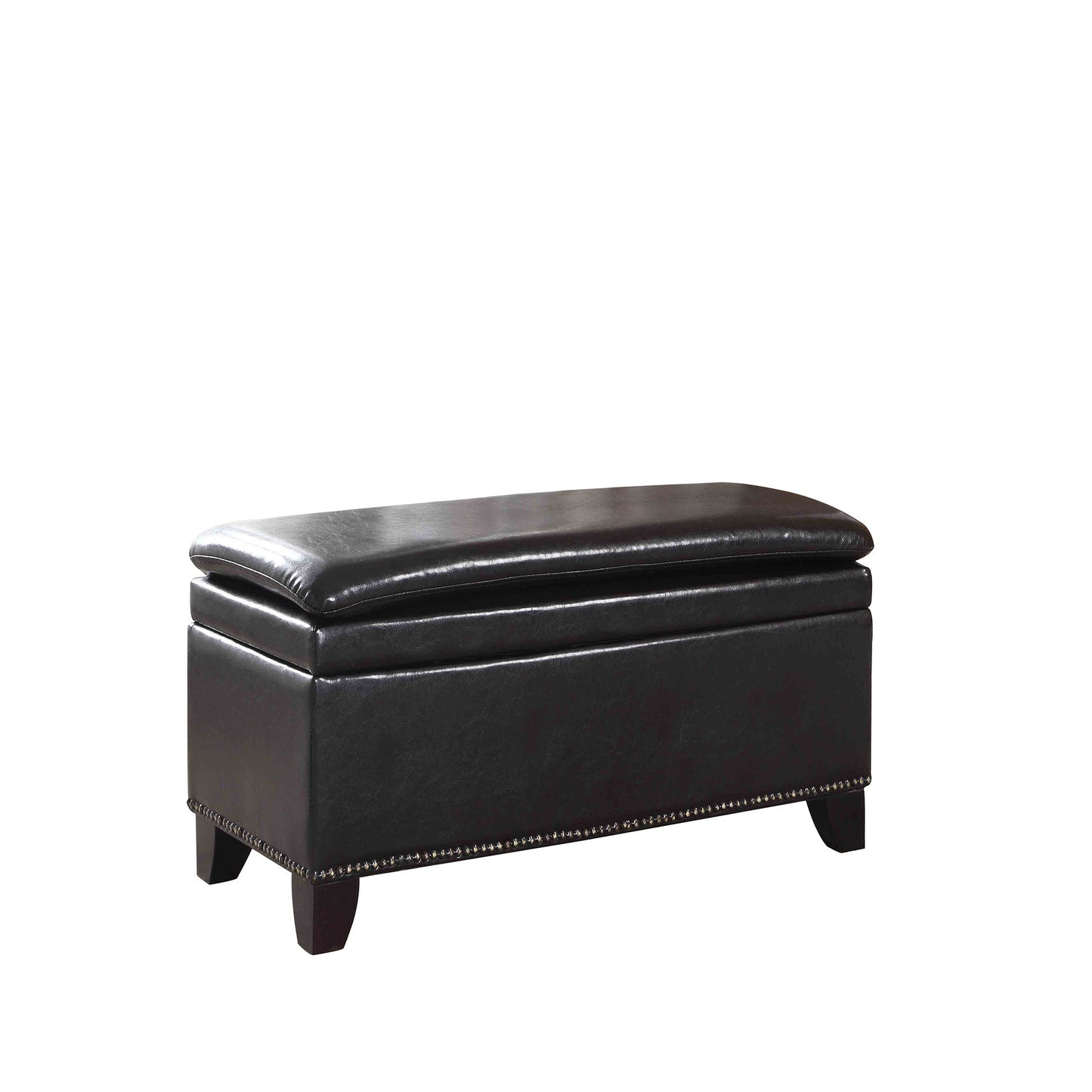 16" Dark Brown Upholstered Faux Leather Bench with Flip top