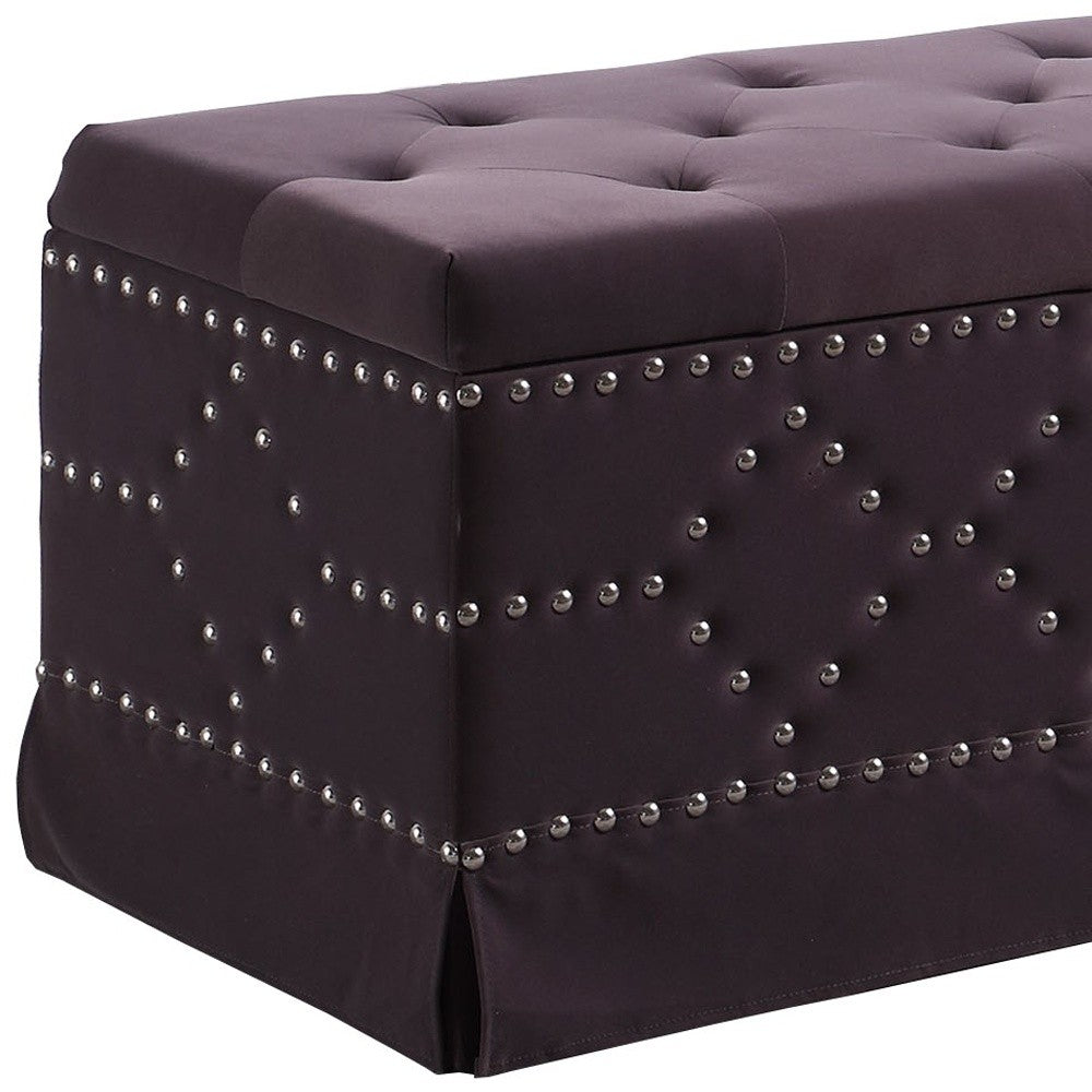 Set of Three 17" Dark Gray Upholstered Velvet Bench with Flip top