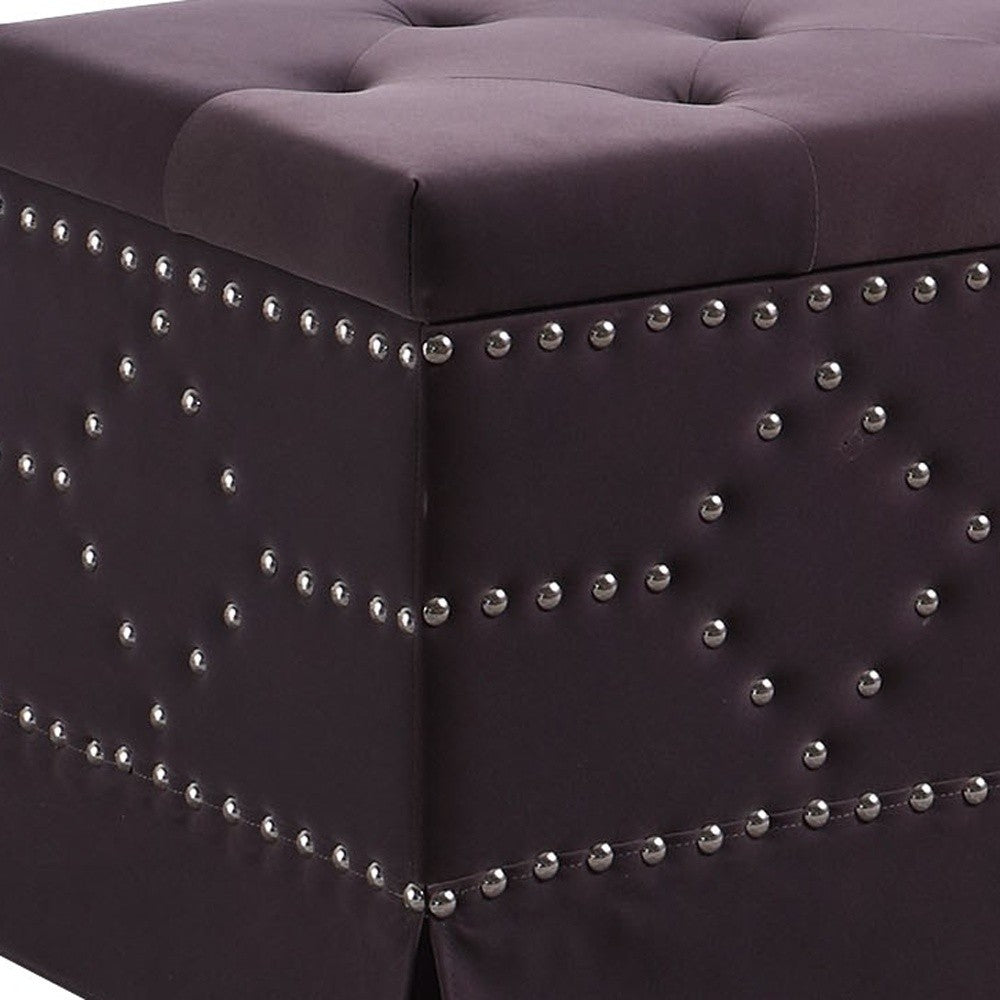 Set of Three 17" Dark Gray Upholstered Velvet Bench with Flip top