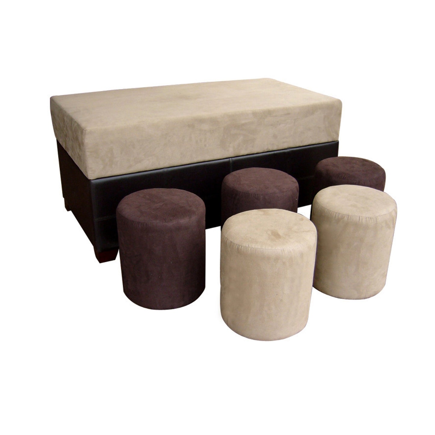 23" Brown and Dark Brown Upholstered Microfiber Bench with Flip top