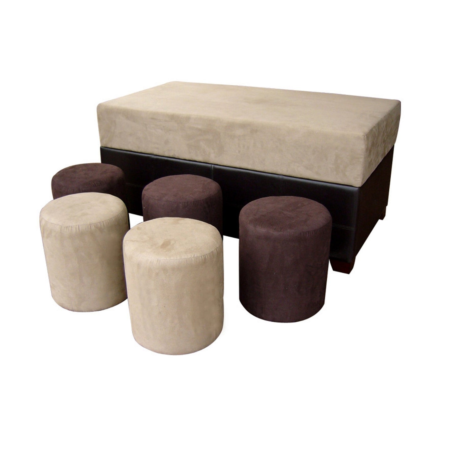 23" Brown and Dark Brown Upholstered Microfiber Bench with Flip top