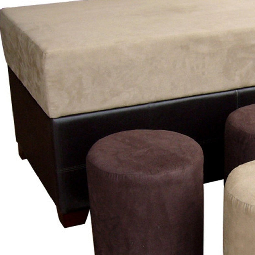 23" Brown and Dark Brown Upholstered Microfiber Bench with Flip top