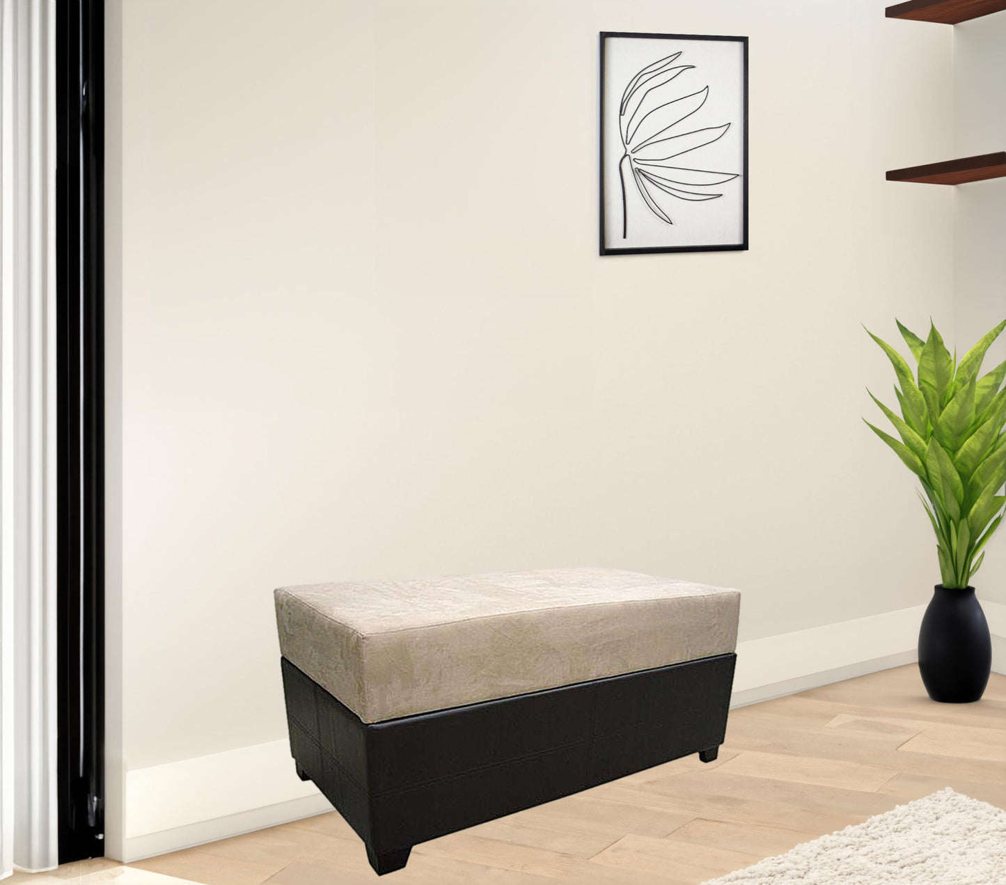 23" Brown and Dark Brown Upholstered Microfiber Bench with Flip top
