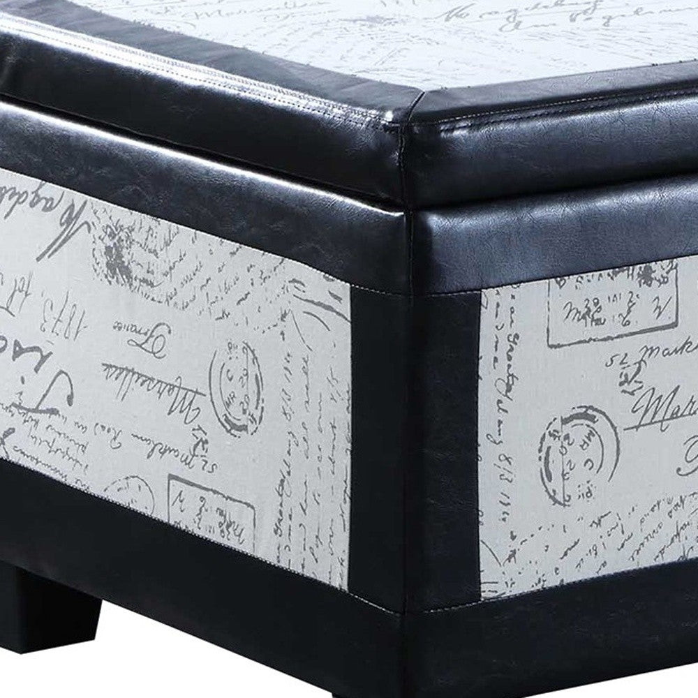 24" Black Upholstered Faux Leather Bench with Flip top