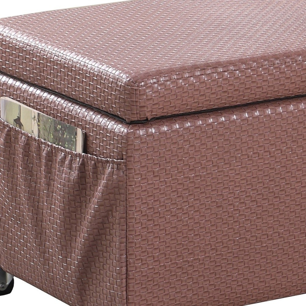 17" Brown Faux Leather And Black Storage