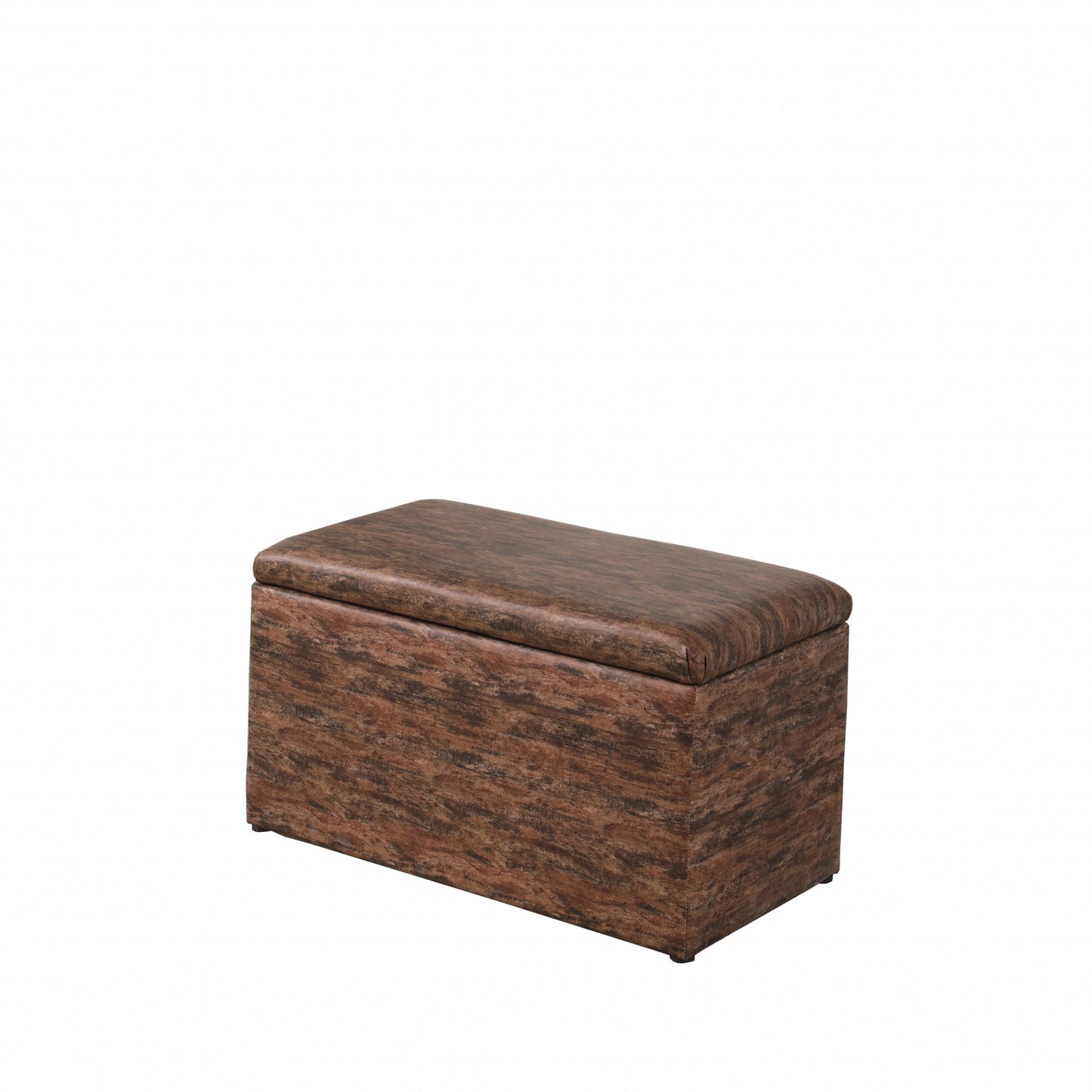 17" Brown Upholstered Faux Leather Bench with Flip top