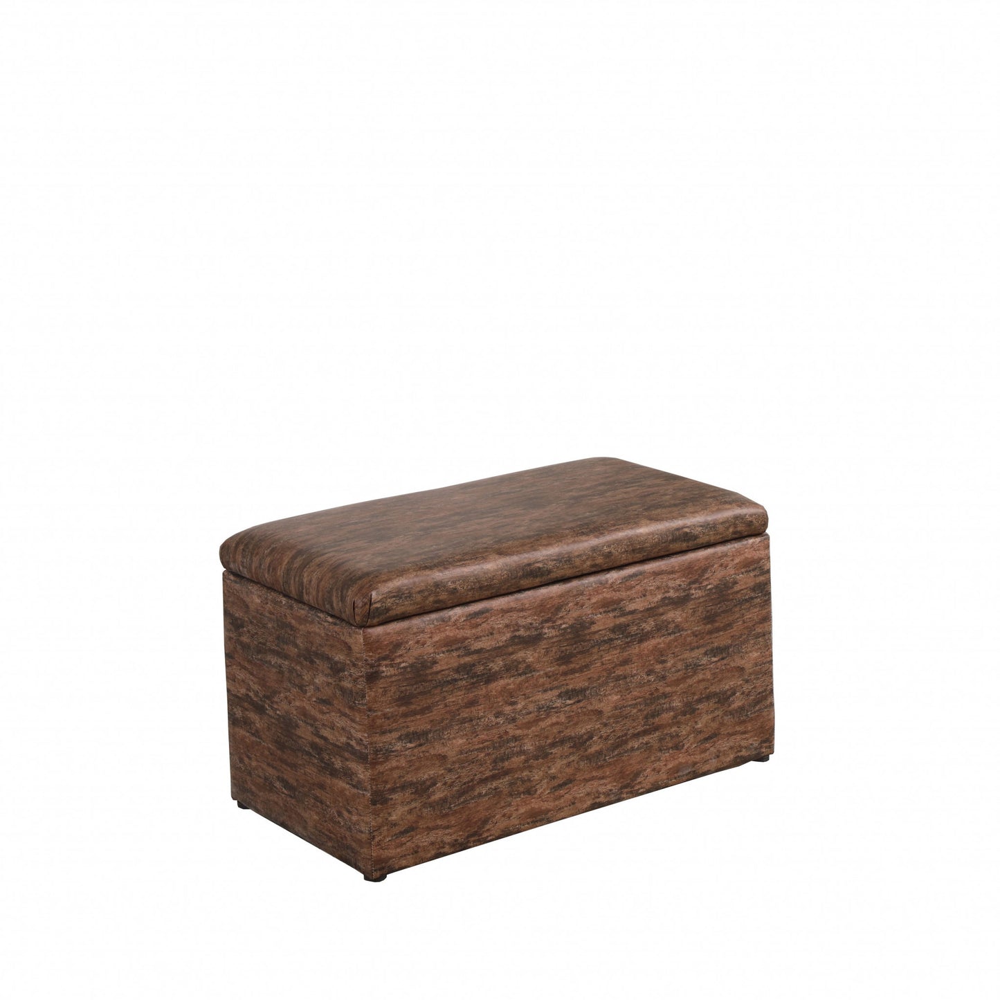 17" Brown Upholstered Faux Leather Bench with Flip top