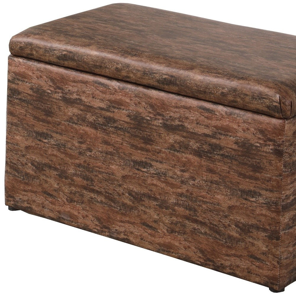 17" Brown Upholstered Faux Leather Bench with Flip top