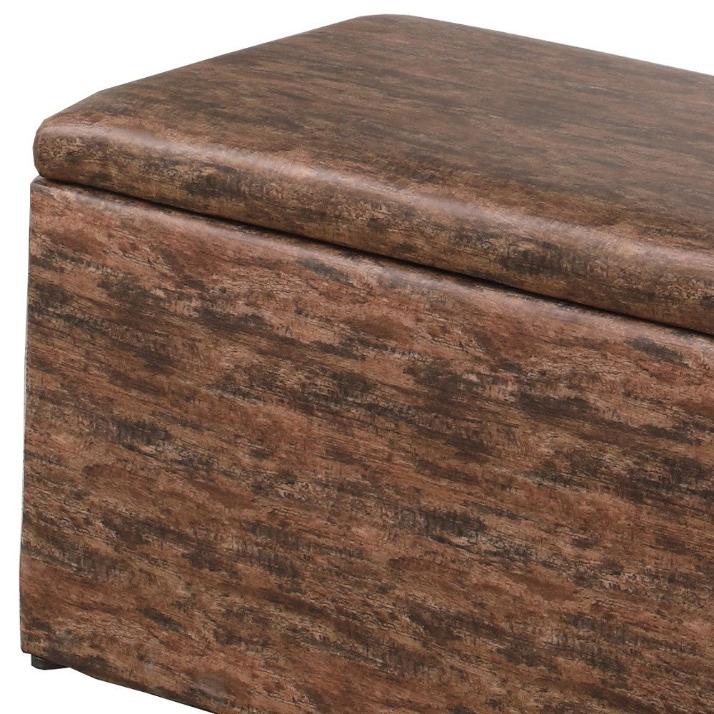 17" Brown Upholstered Faux Leather Bench with Flip top