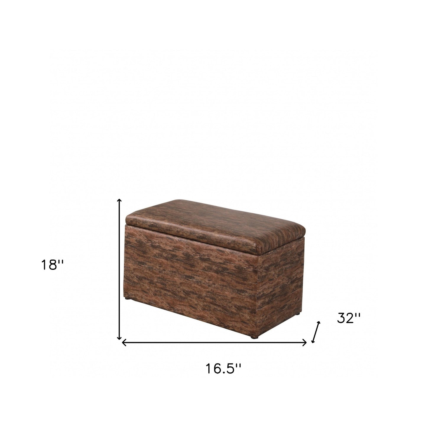 17" Brown Upholstered Faux Leather Bench with Flip top