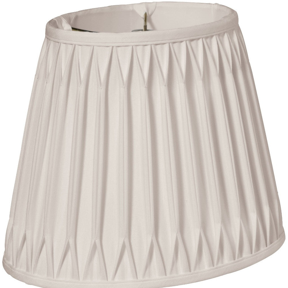 12" Cream Oval Smocked Pleat Paperback Shantung Lampshade