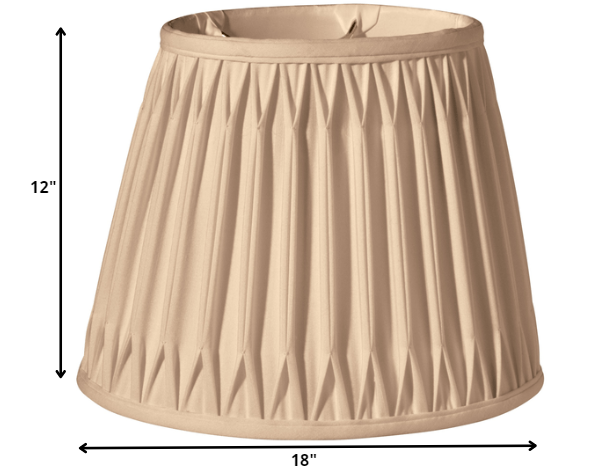 18" Vintage Gold Oval Smocked Pleat Paperback Shantung Lampshade