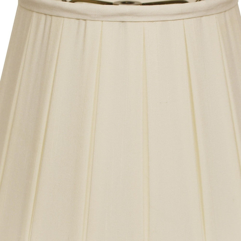 11" Ivory Slanted Crimped Box Shantung Lampshade