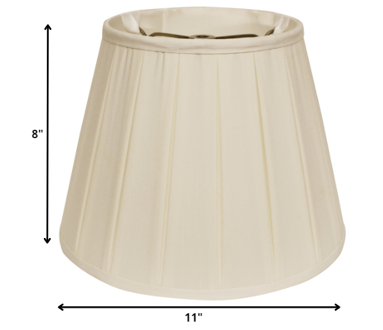 11" Ivory Slanted Crimped Box Shantung Lampshade