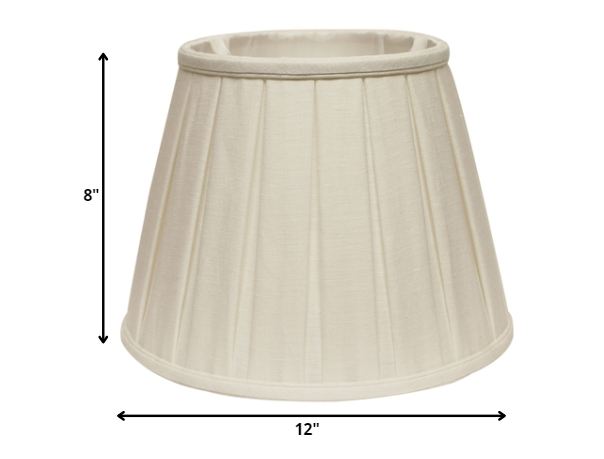 12" White Slanted Paperback Linen Lampshade with Box Pleat