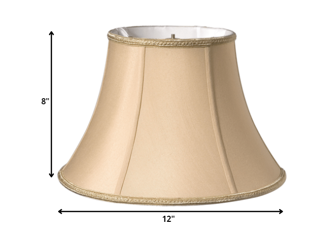 12" Vintage Gold Slanted Oval Paperback Shantung Lampshade