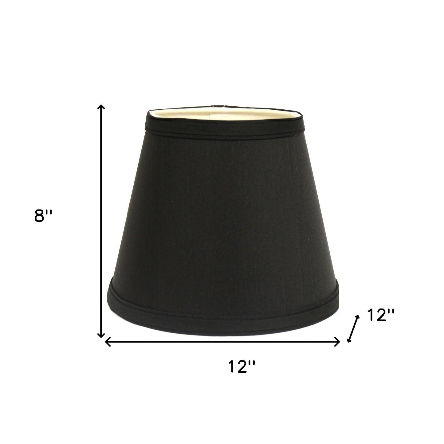 12" Black with White Empire Hardback Slanted Shantung Lampshade