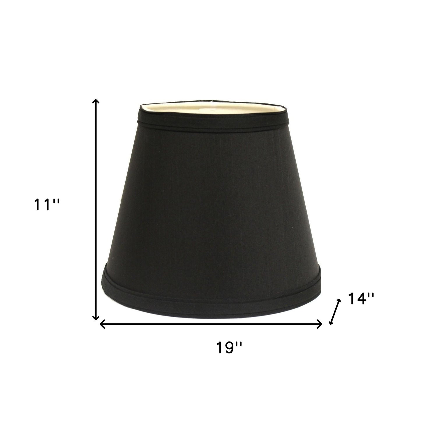 19" Black with White Empire Slanted Shantung Lampshade