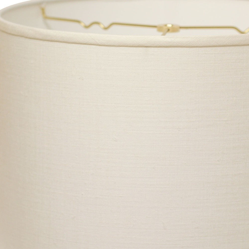 14" White Throwback Drum Linen Lampshade