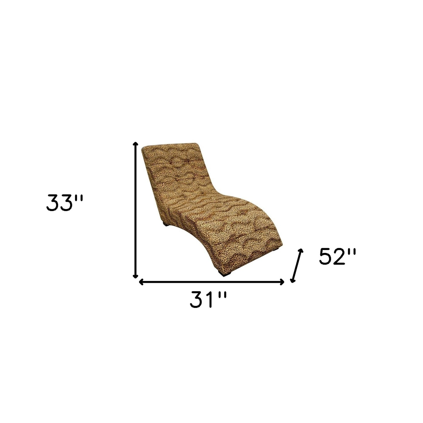 52" Leopard Print Faux Suede Curved Chaise Lounge Accent Chair