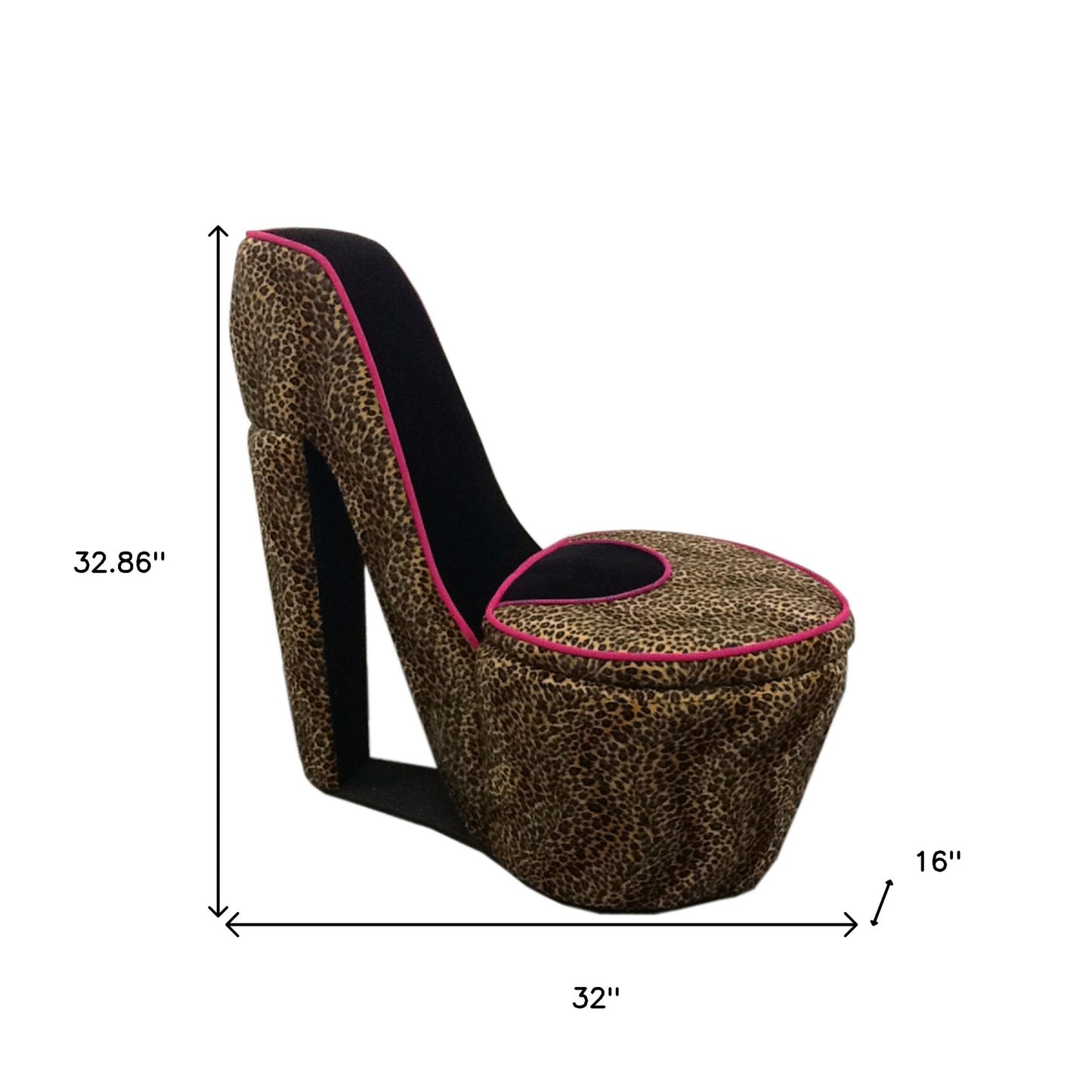 32" Brown Faux Suede Animal Print Side Chair