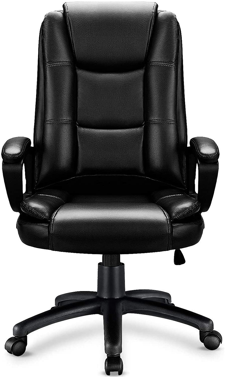 Black Faux Leather Seat Adjustable Executive Chair Metal Back Steel Frame