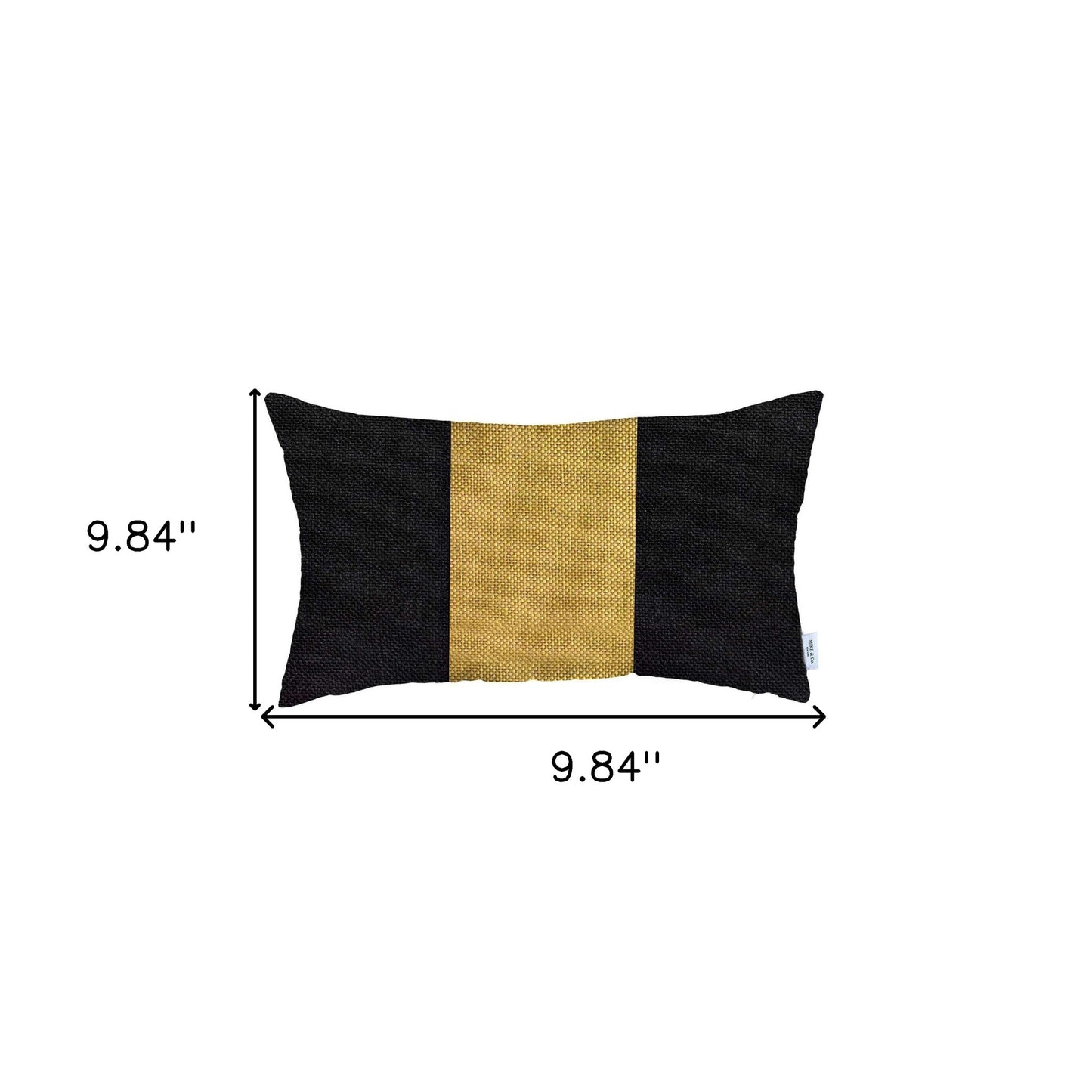12" X 20" Black And Yellow Geometric Zippered Handmade Polyester Lumbar Pillow Cover