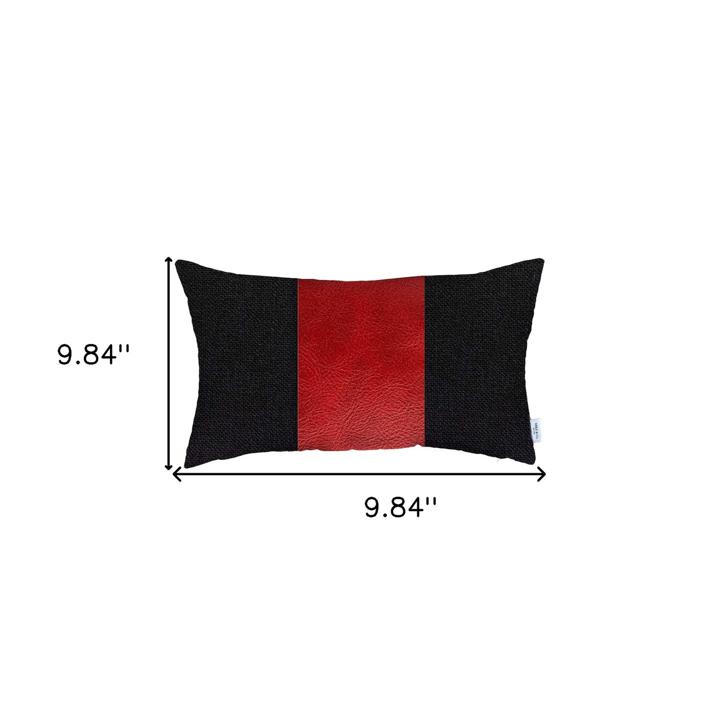 12" X 20" Black And Red Geometric Zippered Handmade Polyester Lumbar Pillow Cover