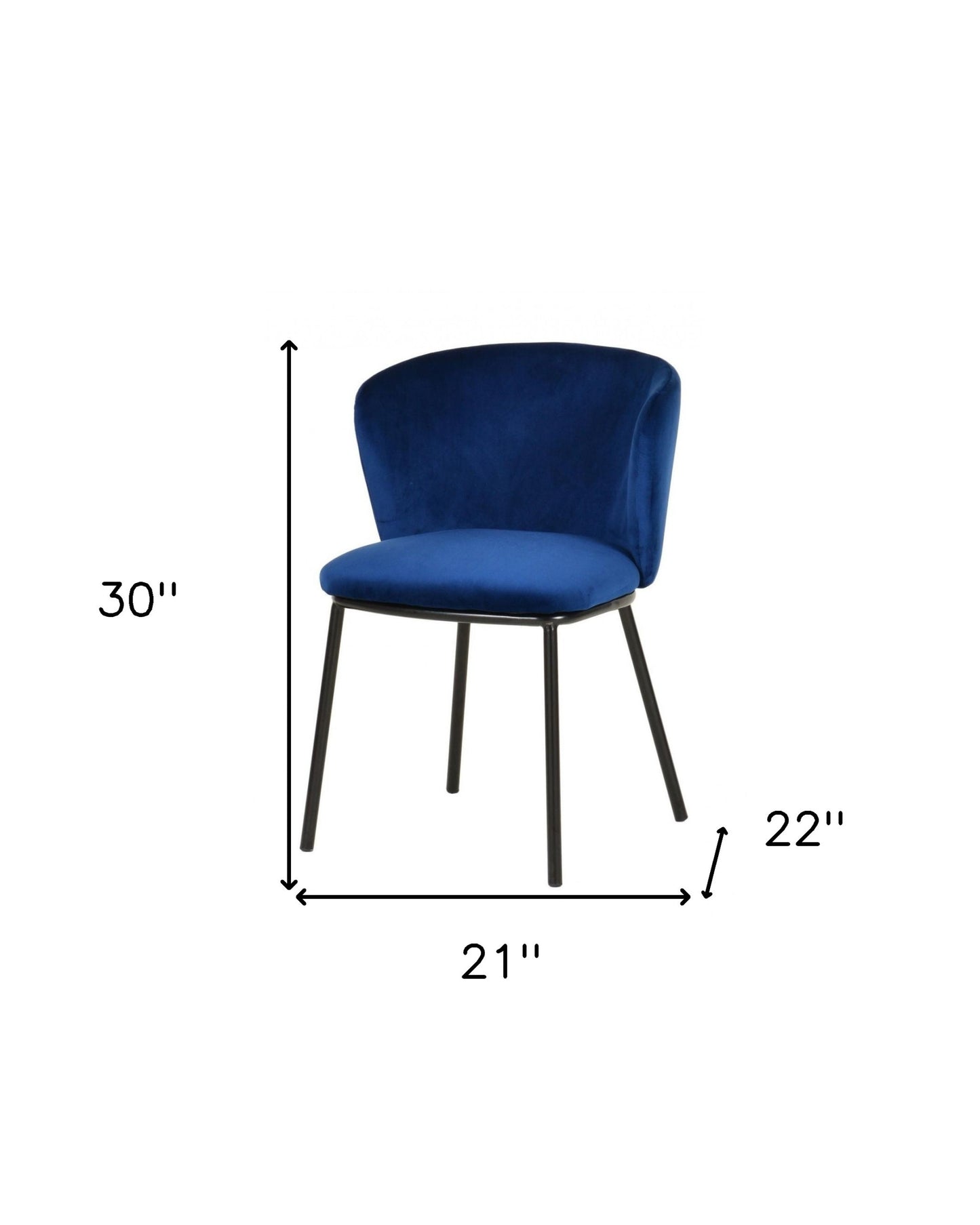Set of Two Royal Blue Velvet and Black Modern Dining Chairss