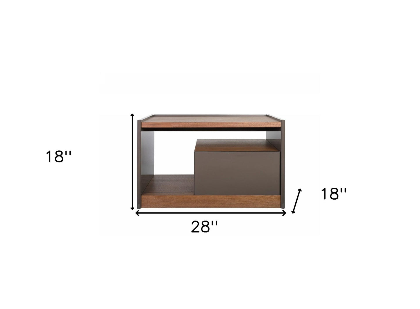 Modern Walnut Nightstand with Drawer Box and Shelf