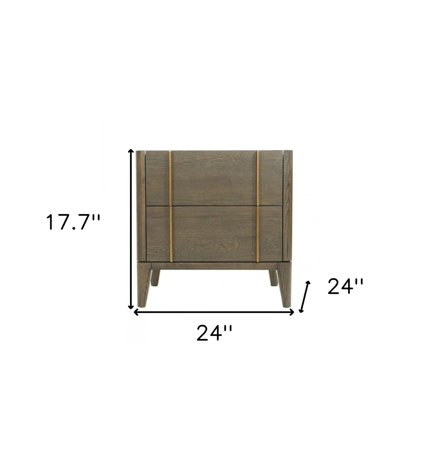 Mid Century Dark Brown and White Faux Marble with Two Drawers