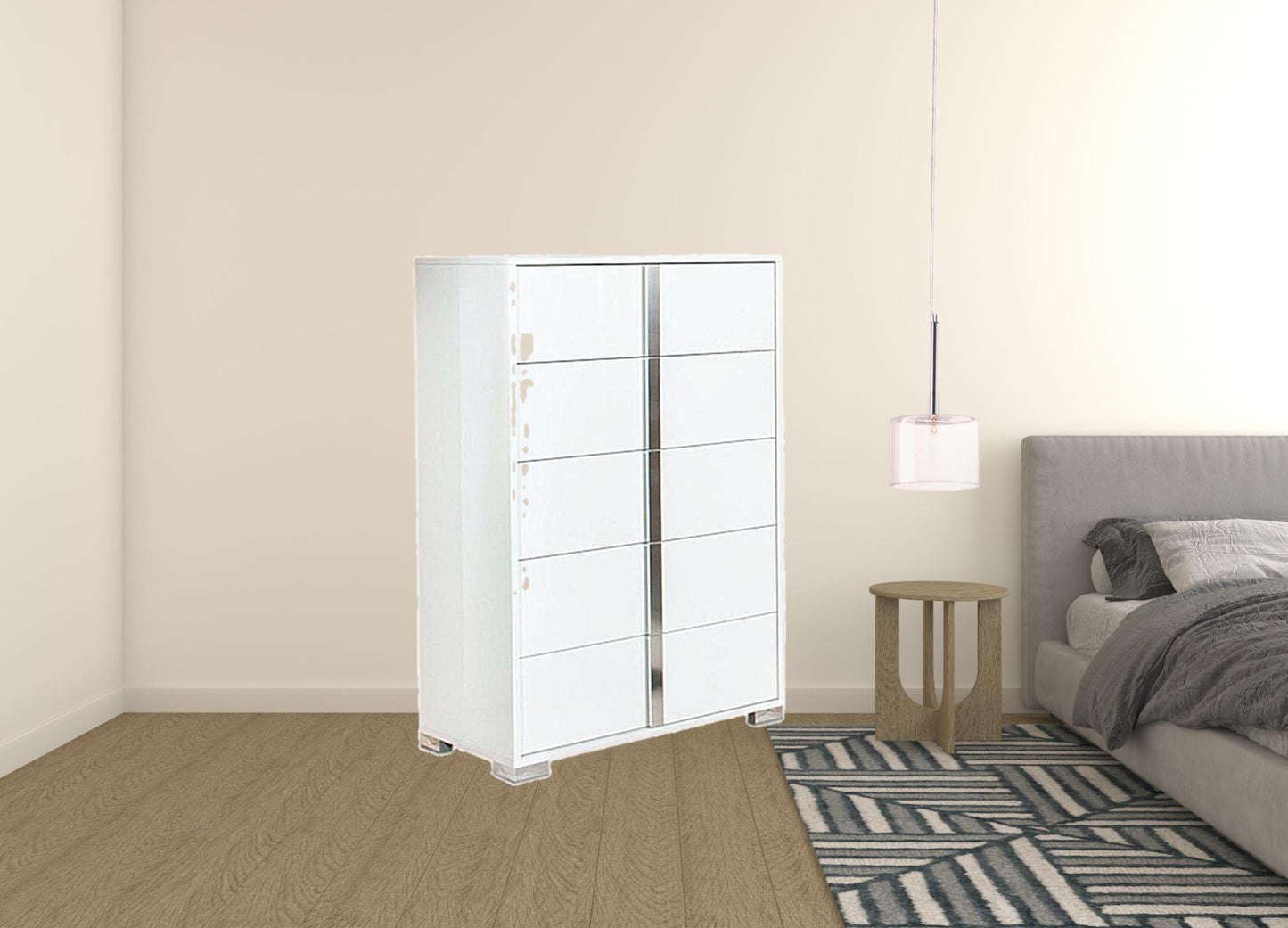 33" White Manufactured Wood Five Drawer Chest