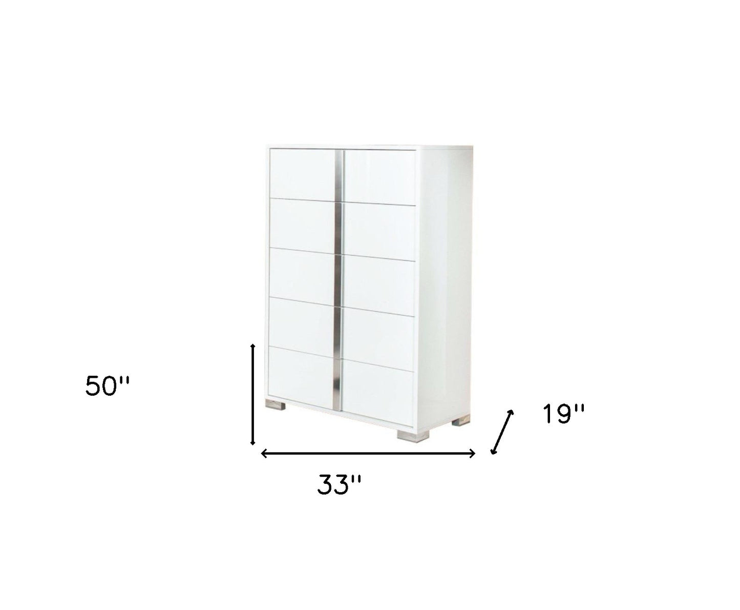 33" White Manufactured Wood Five Drawer Chest