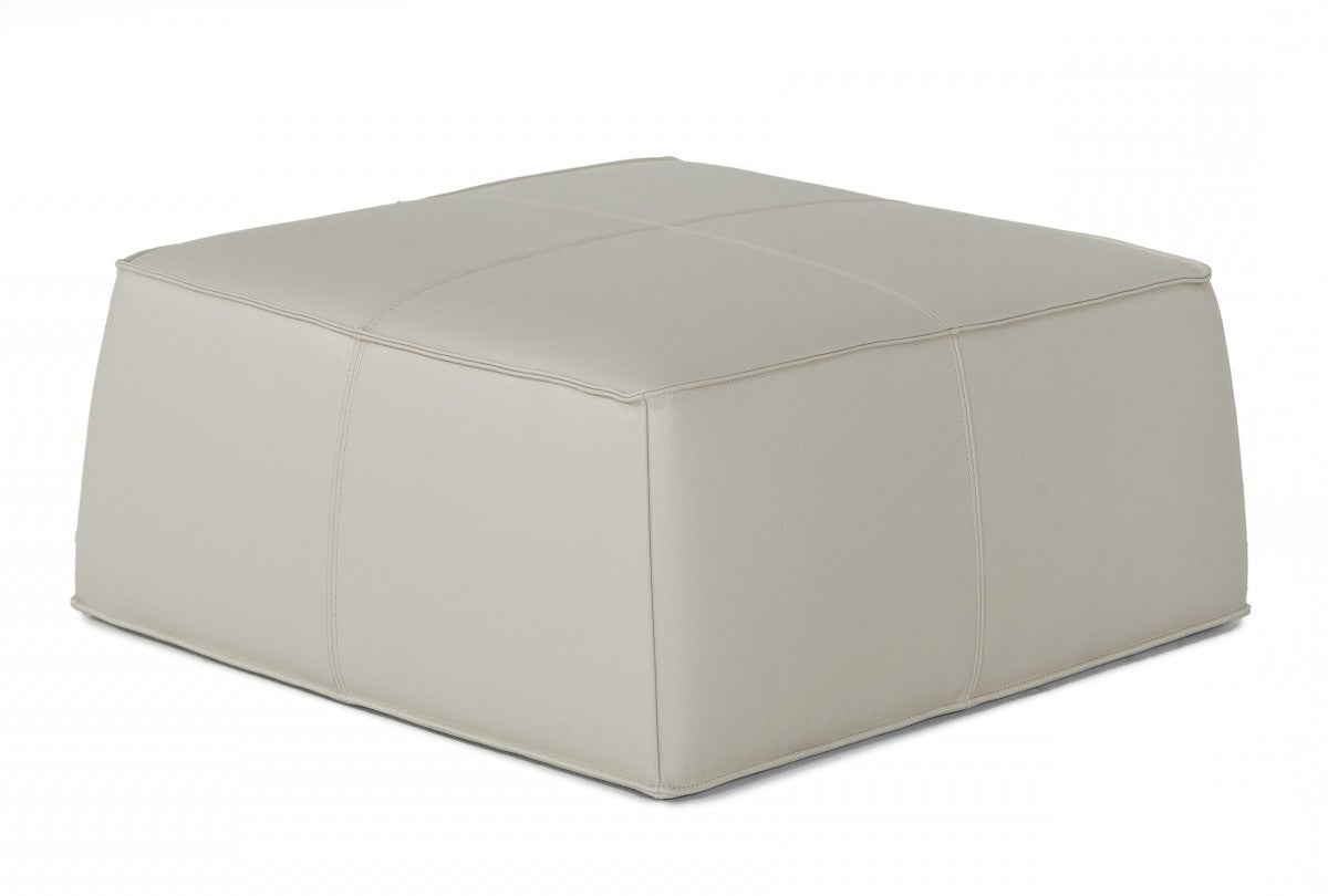 37" Light Gray Faux Leather Cocktail Ottoman