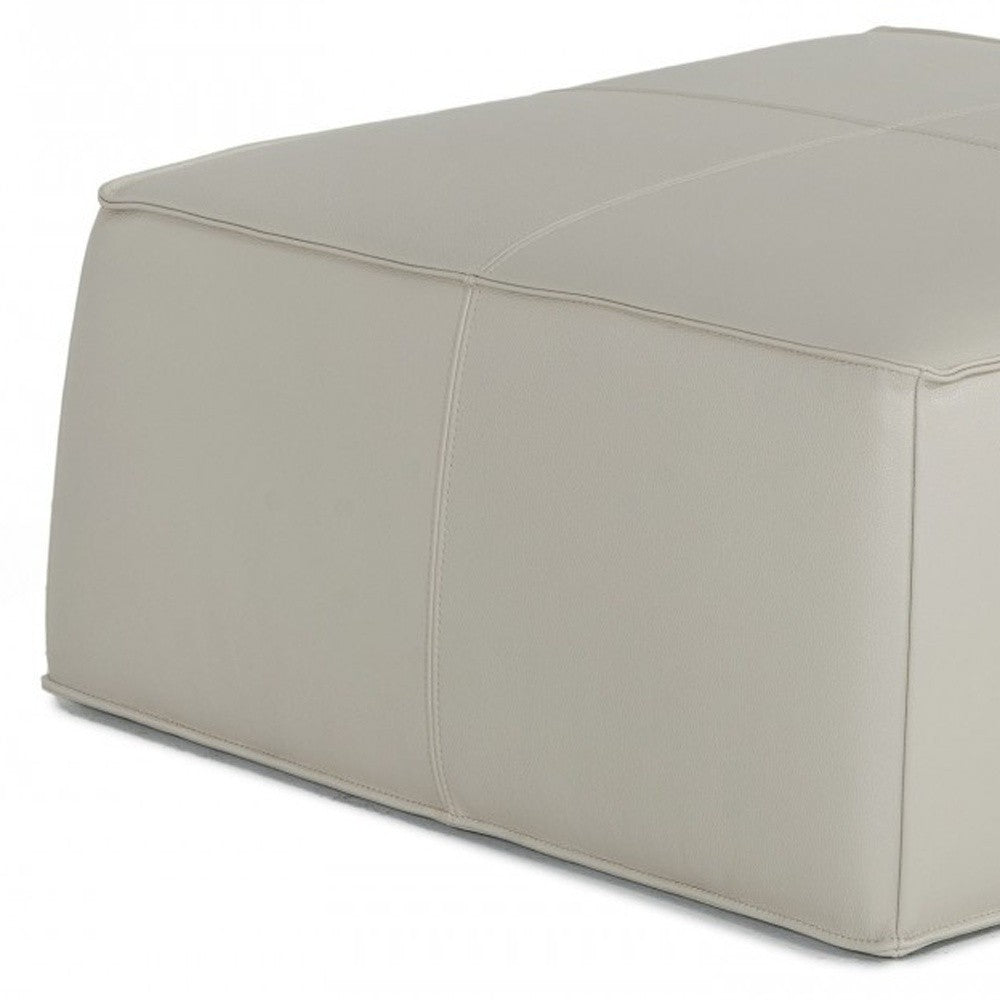 37" Light Gray Faux Leather Cocktail Ottoman