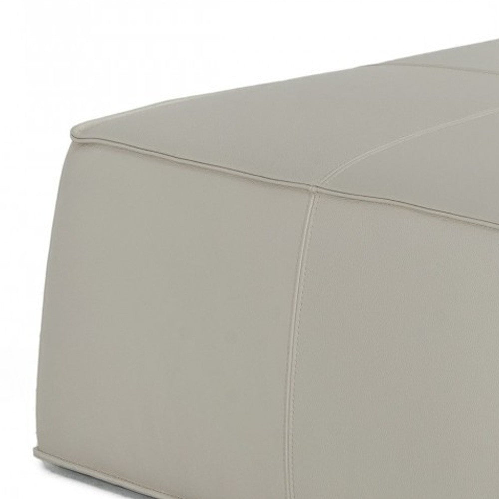 37" Light Gray Faux Leather Cocktail Ottoman