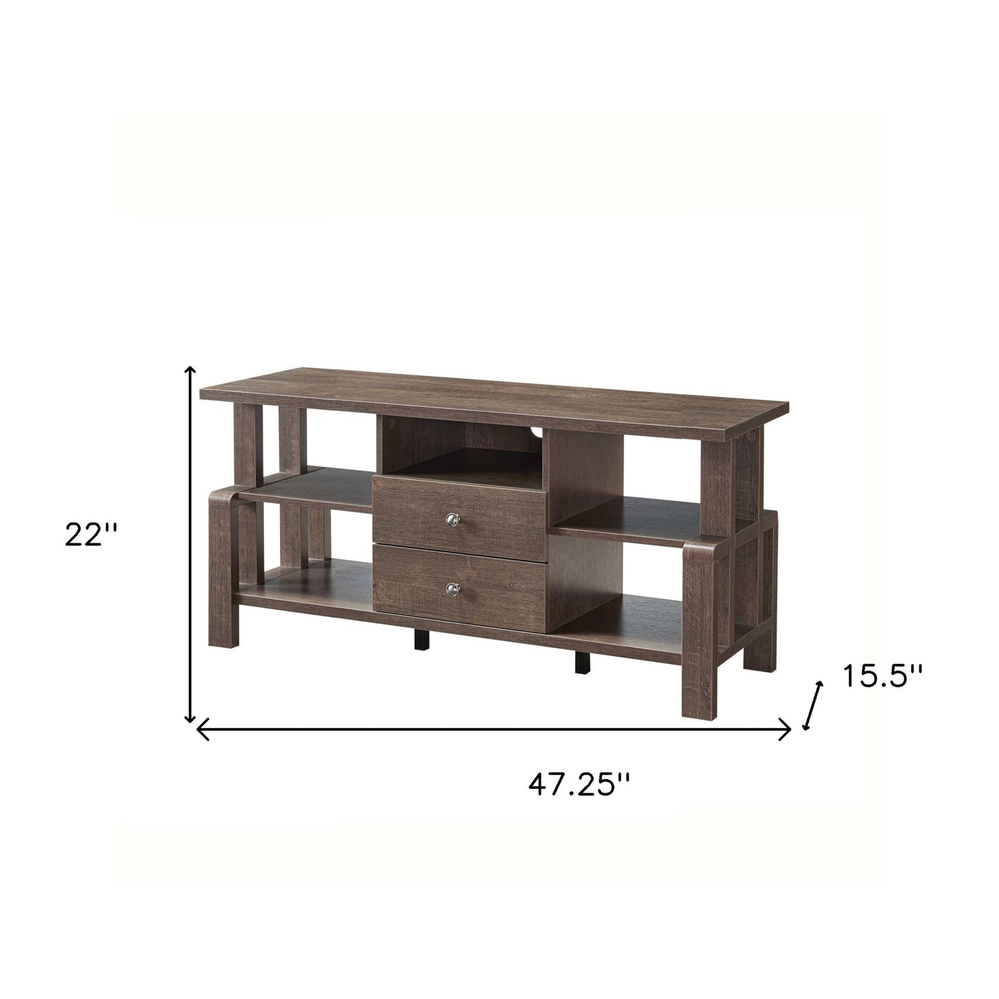 47" Brown Particle Board And Mdf Cabinet Enclosed Storage TV Stand