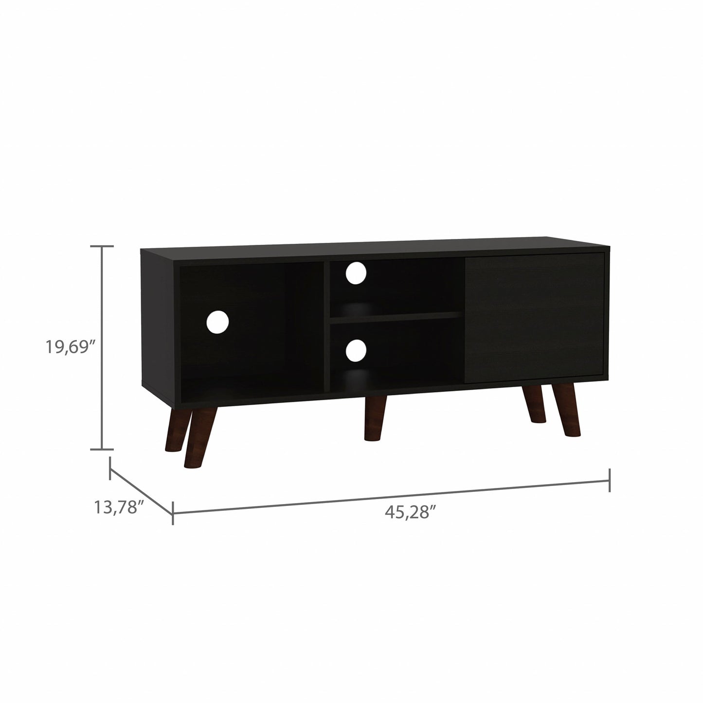 45" Black Particle Board Open Shelving TV Stand