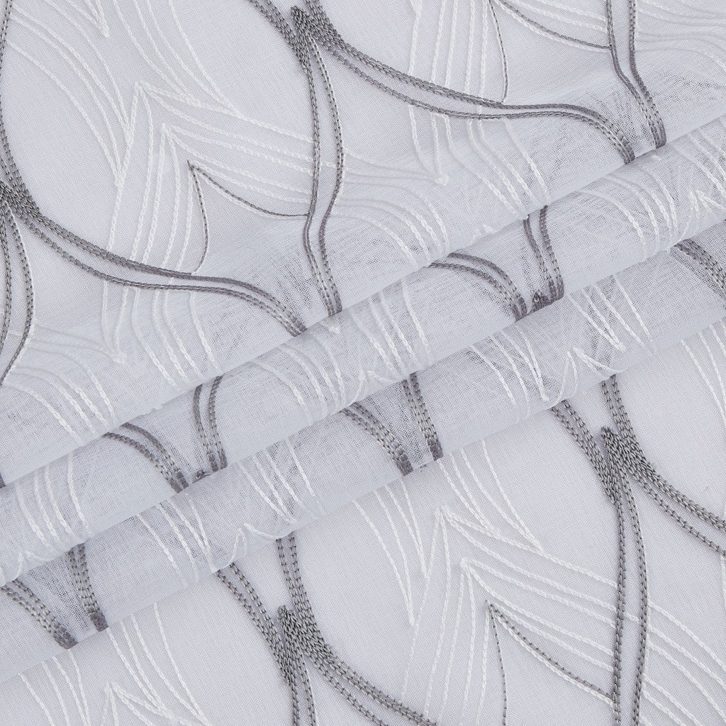 Set of Two 96" White Wave Embroidered Window Panels