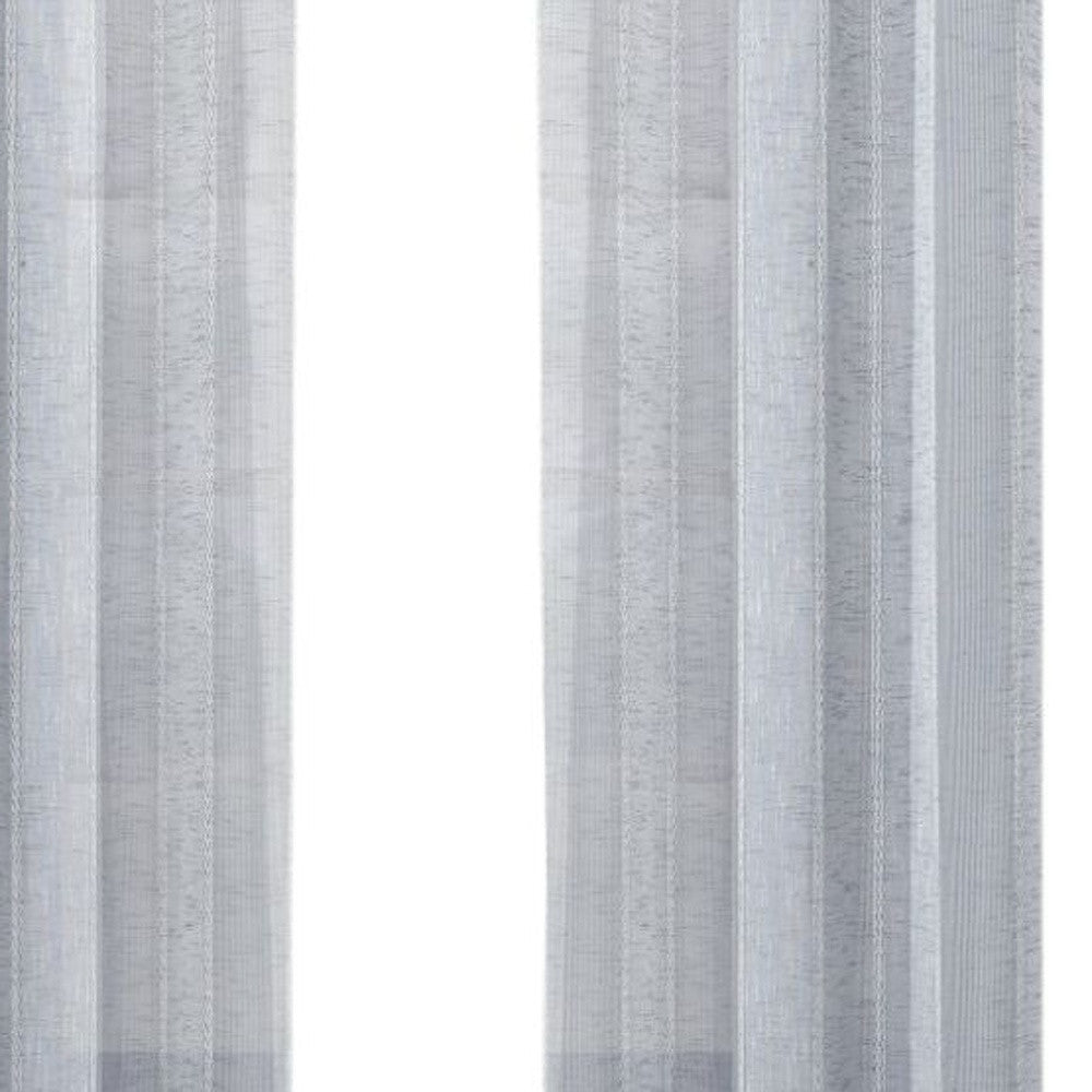 Set of Two 96" Silver Stripe Embroidered Window Panels