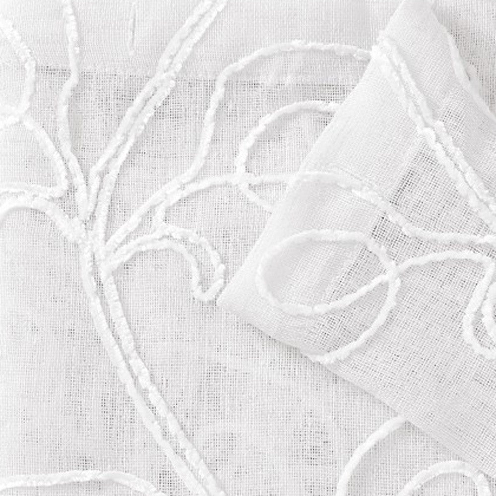 Set of Two 84" White Boho Embroidered Window Panels