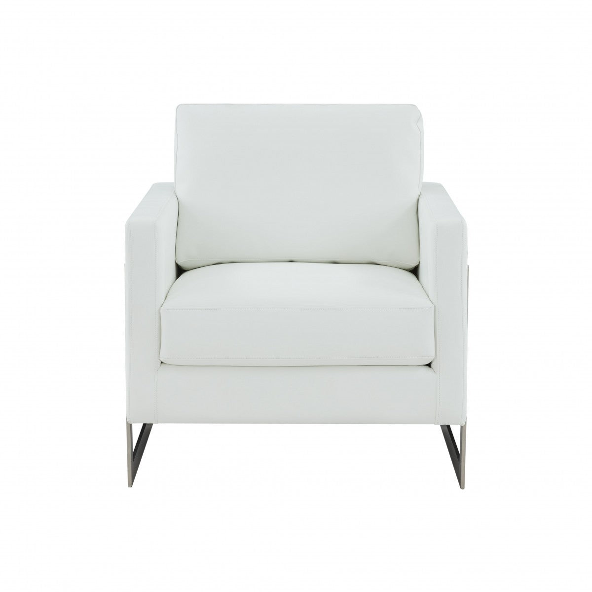 Stylish White and Black Faux Leather Accent Chair