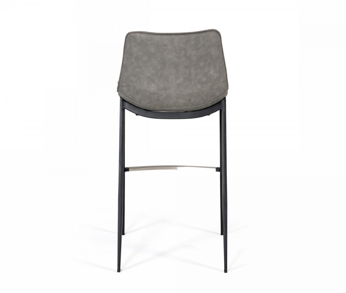 Set Of Two 43" Grey Faux Leather And Black Bar Height Bar Chairs With Footrest