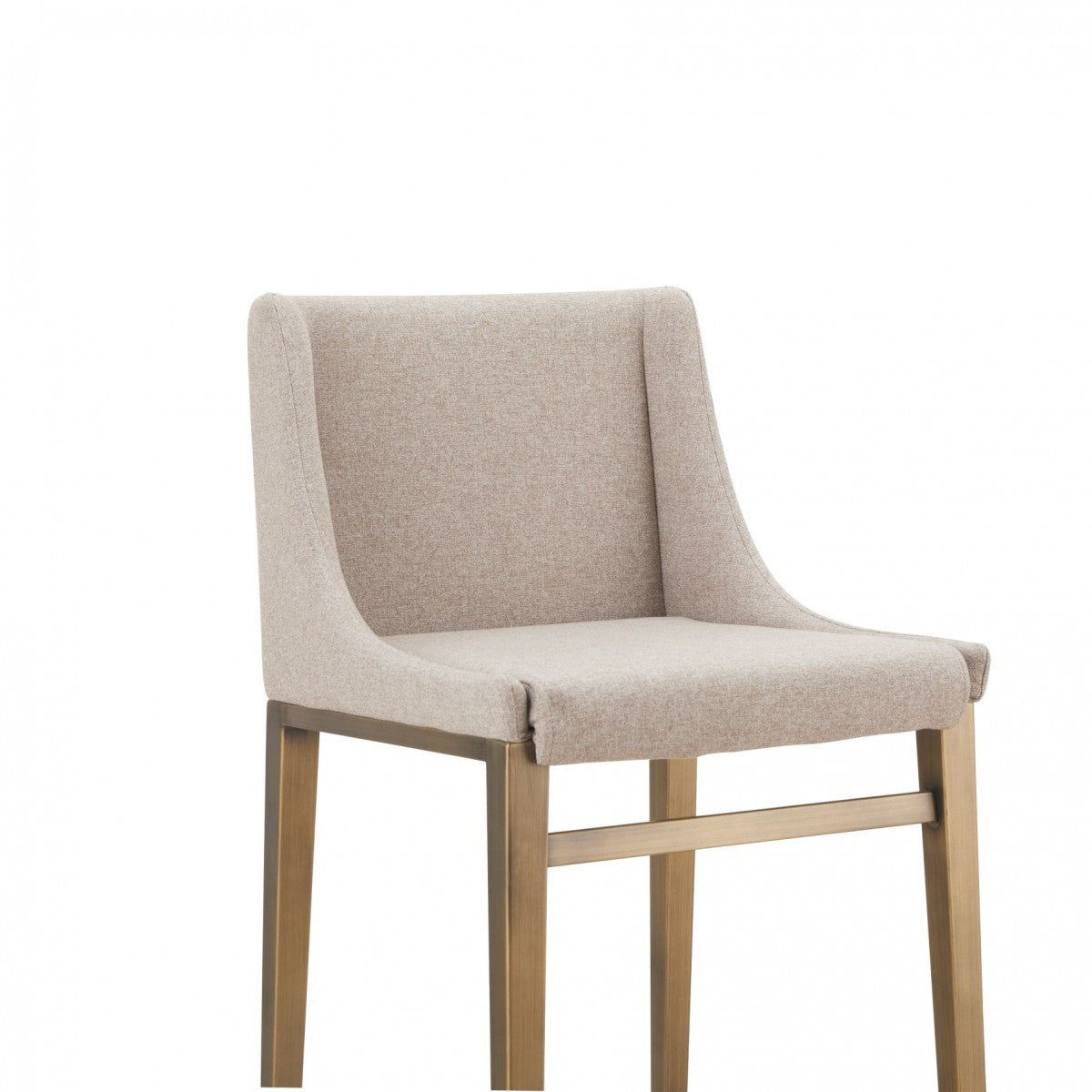Set Of Two 41" Beige And Antiqued Gold Bar Height Chairs With Footrest