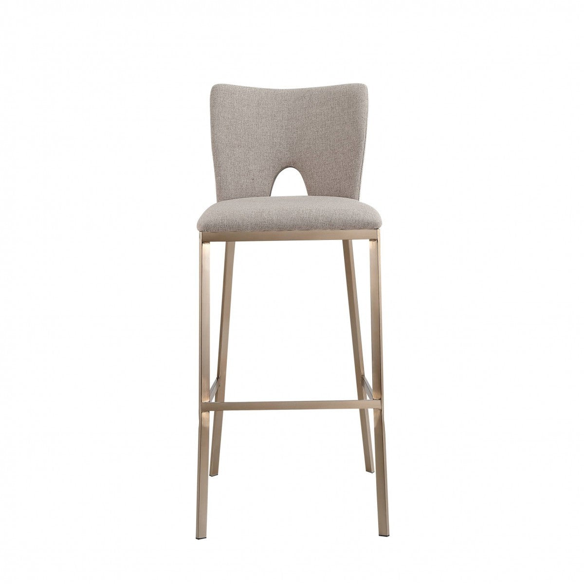 Set Of Two 41" Grey And Brass Bar Height Chairs With Footrest