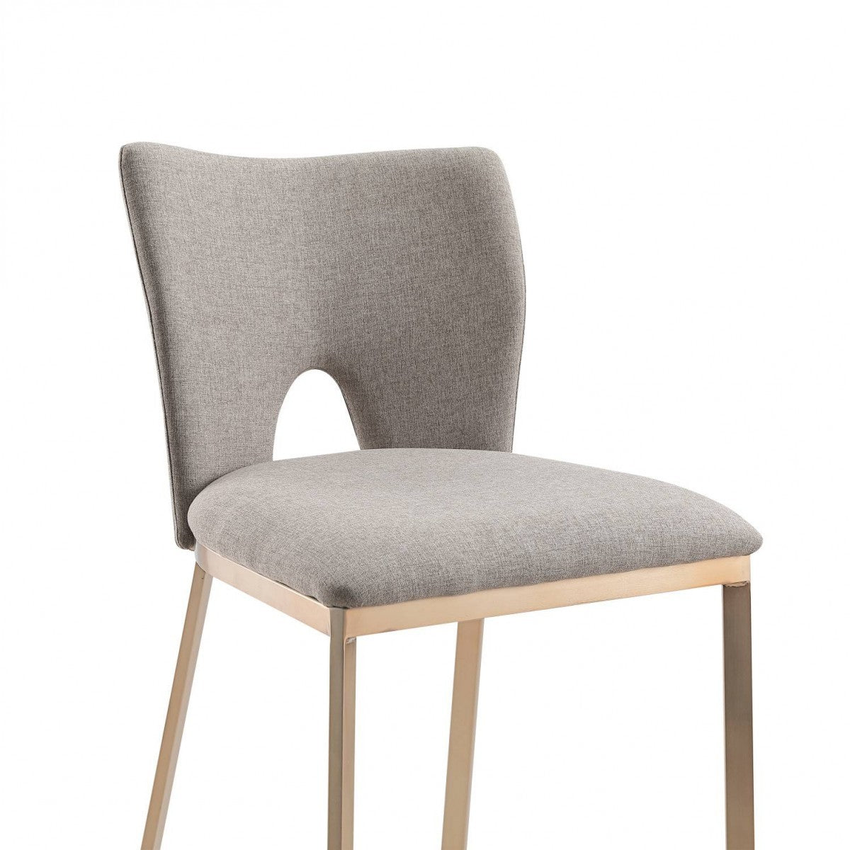 Set Of Two 41" Grey And Brass Bar Height Chairs With Footrest