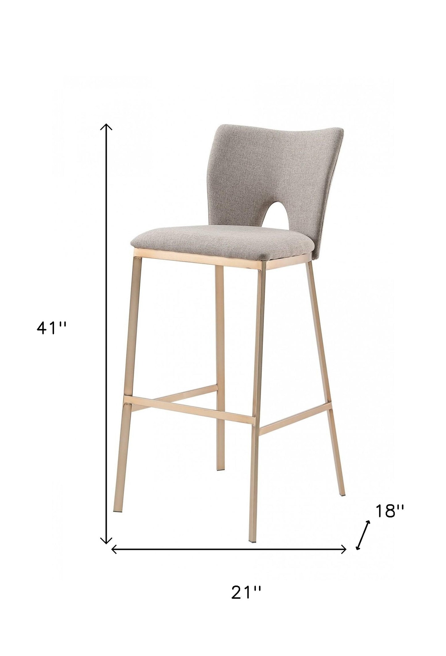 Set Of Two 41" Grey And Brass Bar Height Chairs With Footrest