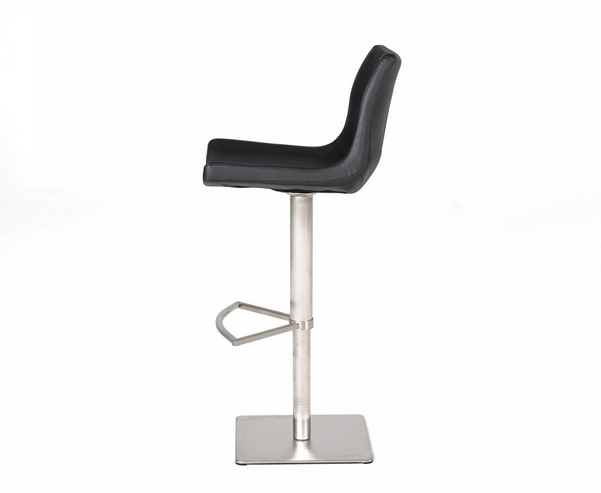 Industrial 43" Black Faux Leather Adjustable Bar Stool